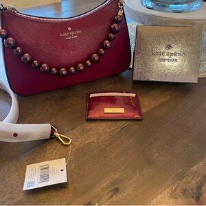 Kate Spade ♠️ Madison Crossbody convertible Beaded & Kenzie Card bundle set